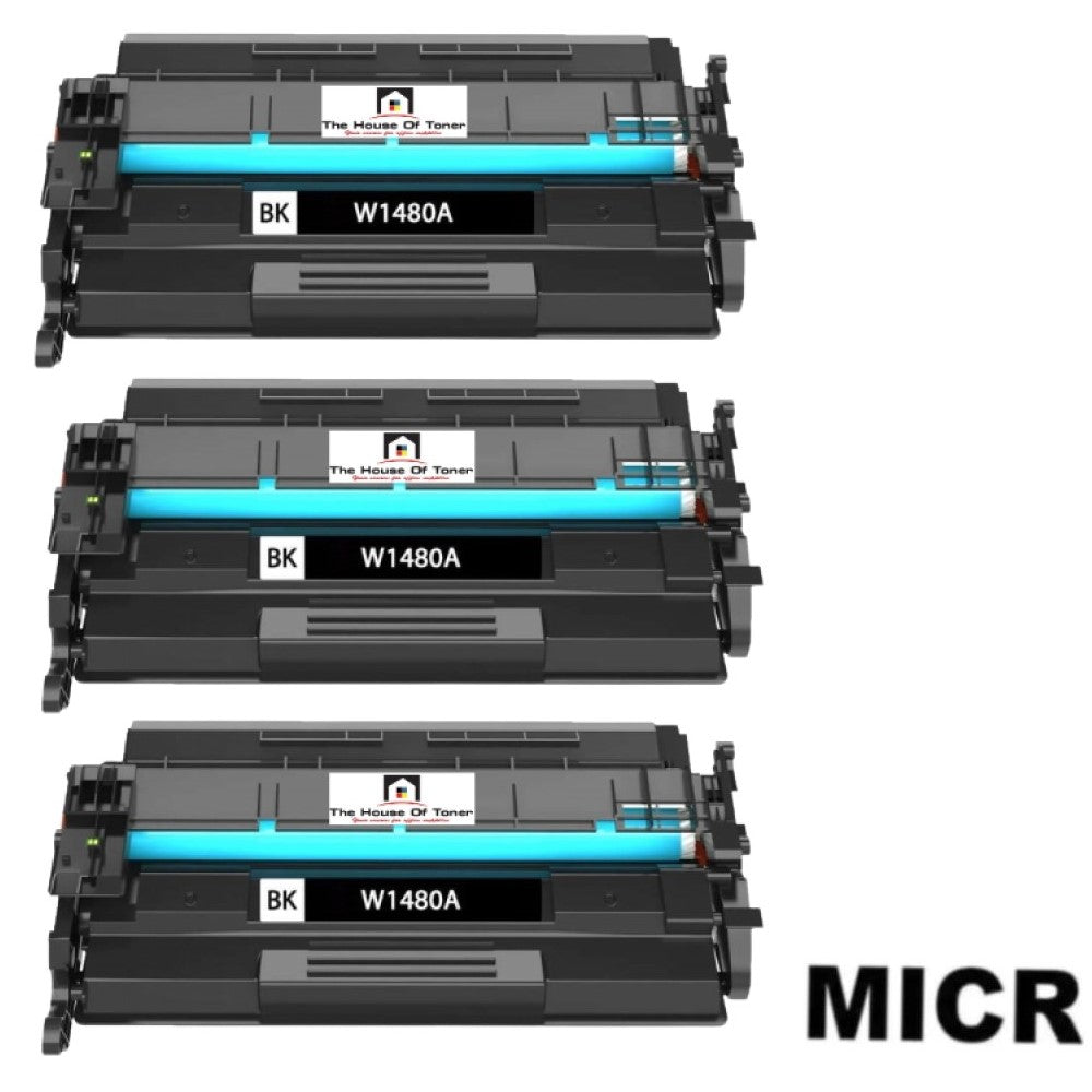 Compatible Toner Cartridge Replacement For HP W1480A (148A) Black (2.9K YLD) W/Micr (3-Pack)