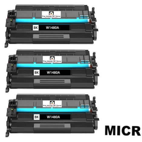 Compatible Toner Cartridge Replacement For HP W1480A (148A) Black (2.9K YLD) W/Micr (3-Pack)