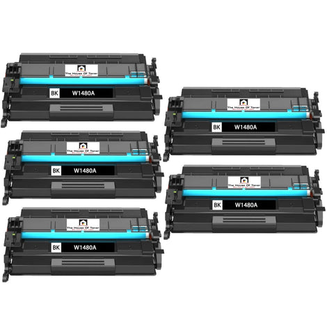 Compatible Toner Cartridge Replacement For HP W1480A (148A) Black (10K YLD) W/New OEM Chip (5-Pack)