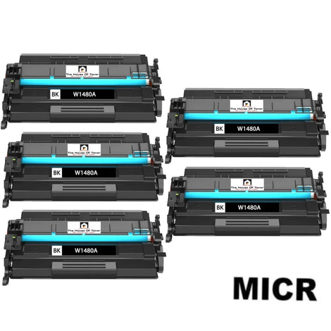 Compatible Toner Cartridge Replacement For HP W1480A (148A) Black (2.9K YLD) W/Micr (5-Pack)