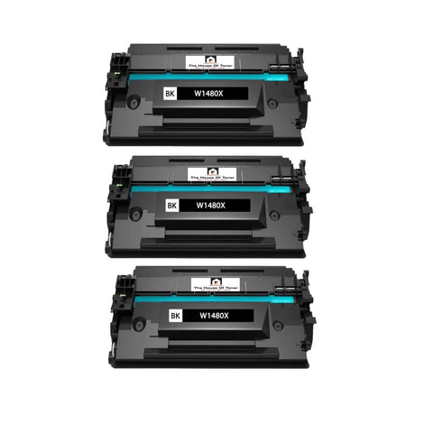 Compatible Toner Cartridge Replacement for HP W1480X (148X) High Yield Black (9.5K) W/New Chip (3-Pack)