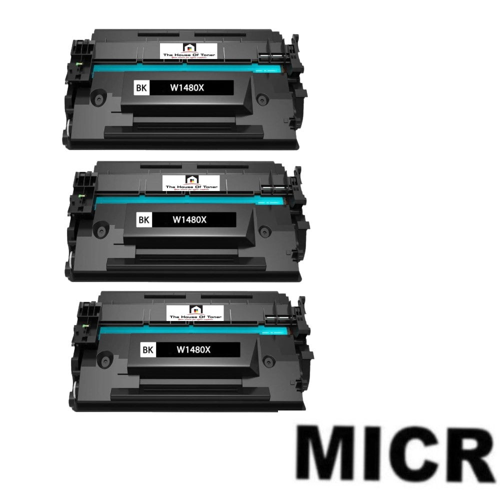 Compatible Toner Cartridge Replacement for HP W1480X (148X) High Yield Black (9.5K) W/Micr (3-Pack)