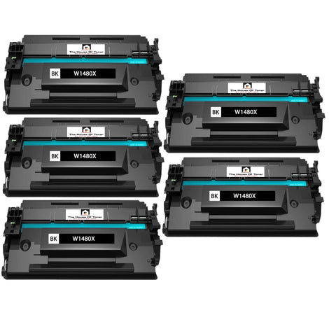 Compatible Toner Cartridge Replacement for HP W1480X (148X) High Yield Black (20K) W/New OEM Chip (5-Pack)