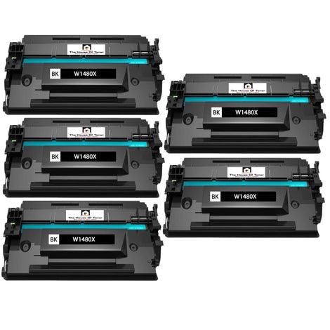 Compatible Toner Cartridge Replacement for HP W1480X (148X) High Yield Black (9.5K) W/New Chip (5-Pack)