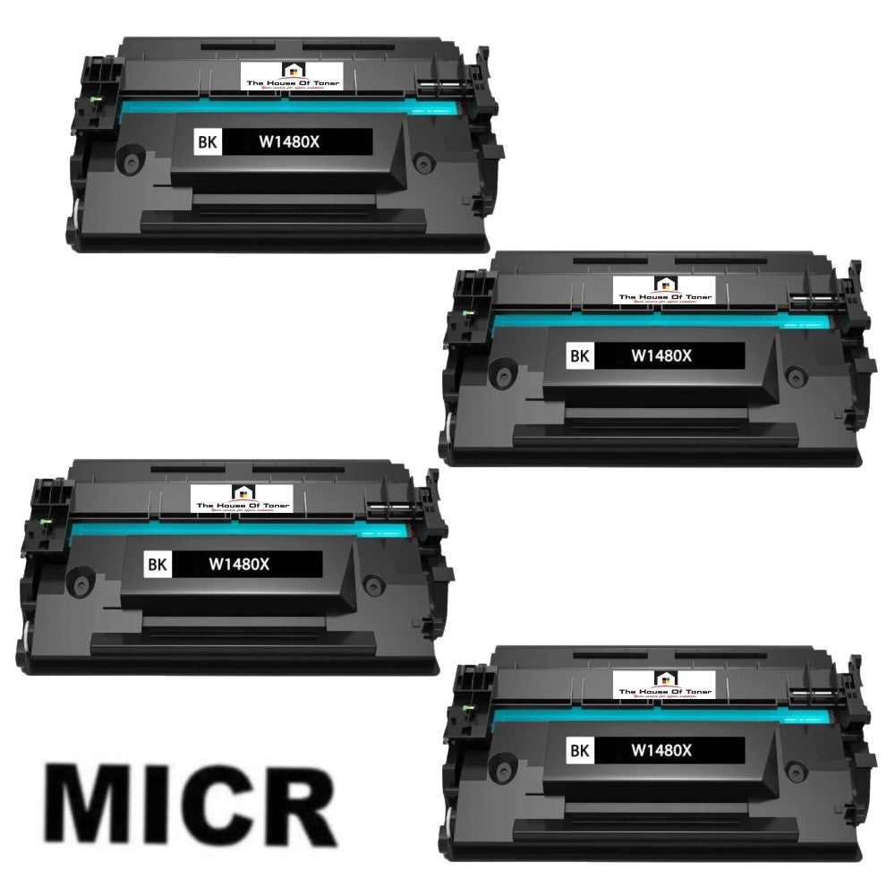 Compatible Toner Cartridge Replacement for HP W1480X (148X) High Yield Black (9.5K) W/Micr (4-Pack)